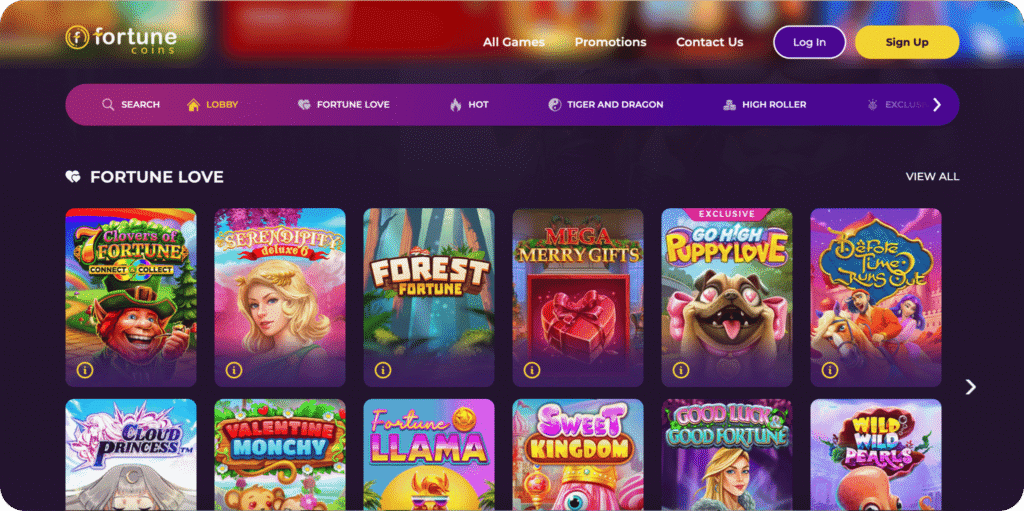 Fortune Coins Casino Games Lobby