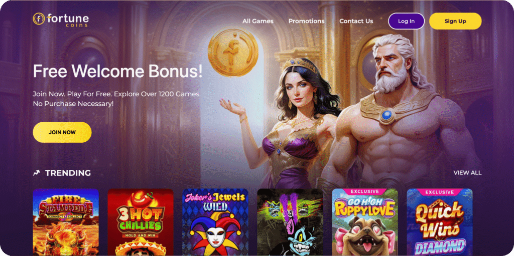 Fortune Coins Casino Homepage