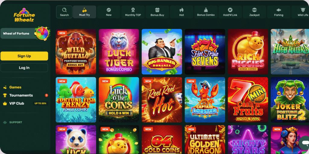Fortune Wheelz Casino Games Lobby
