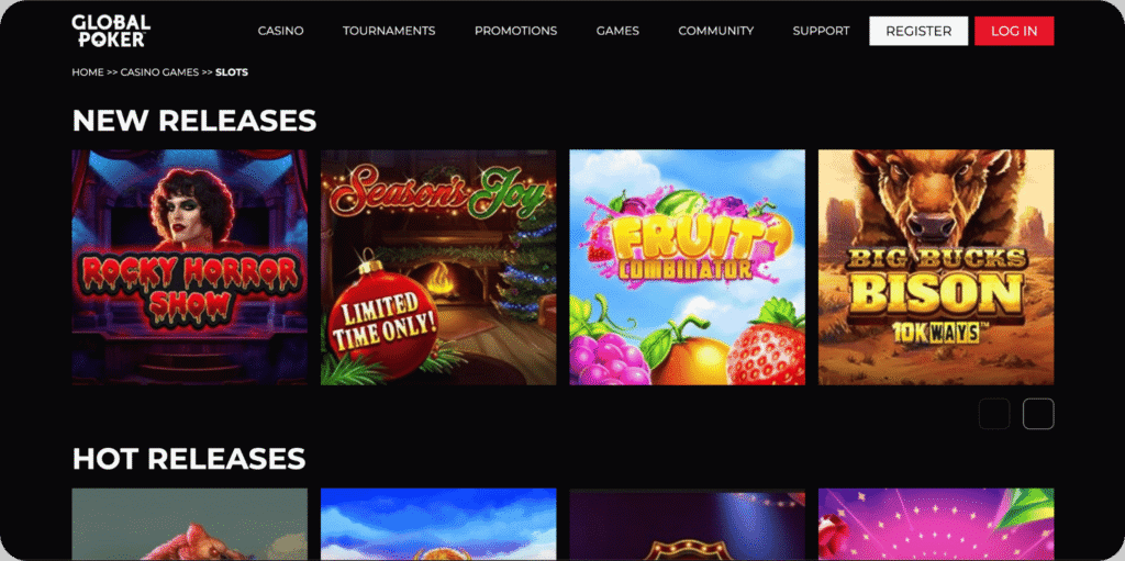 Global Poker Casino Games Lobby