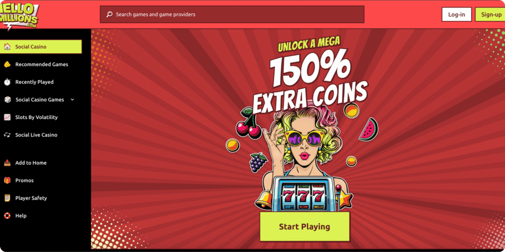 Hello Millions Casino Homepage