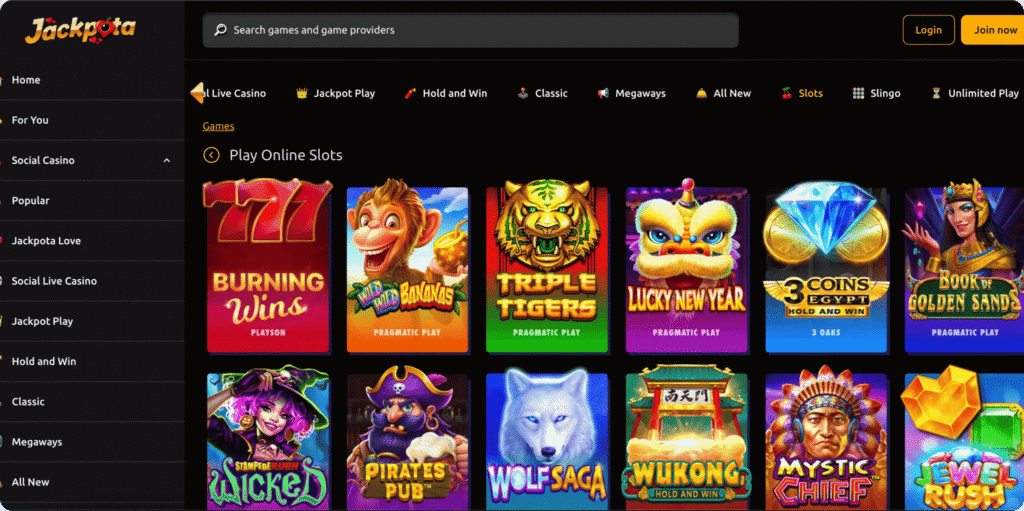 Jackpota Casino Games Lobby